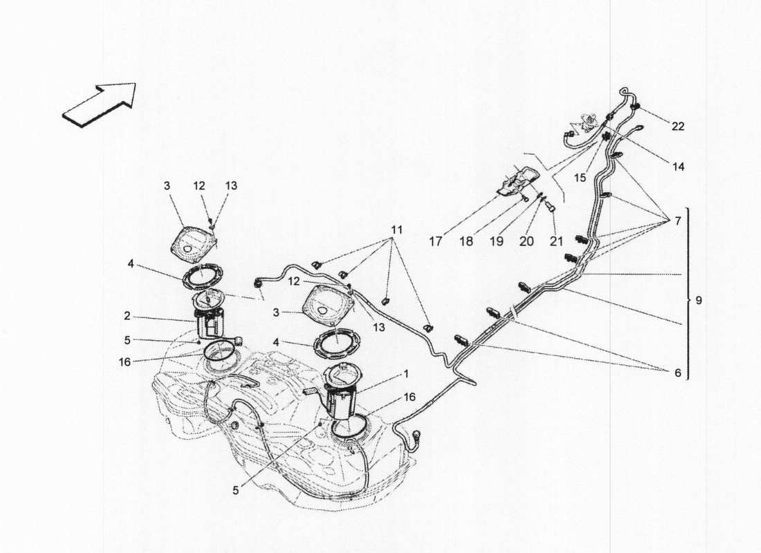 maserati qtp. v6 3.0 bt 410bhp 2wd 2017 fuel pumps and connection lines part diagram