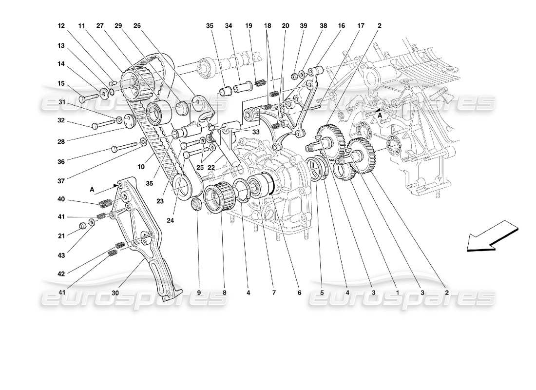 ferrari 355 (2.7 motronic) timing - controls parts diagram