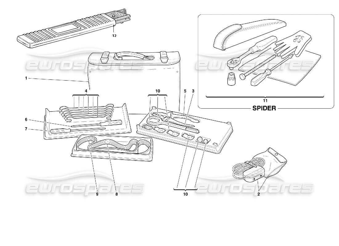 ferrari 355 (2.7 motronic) tools equipment part diagram