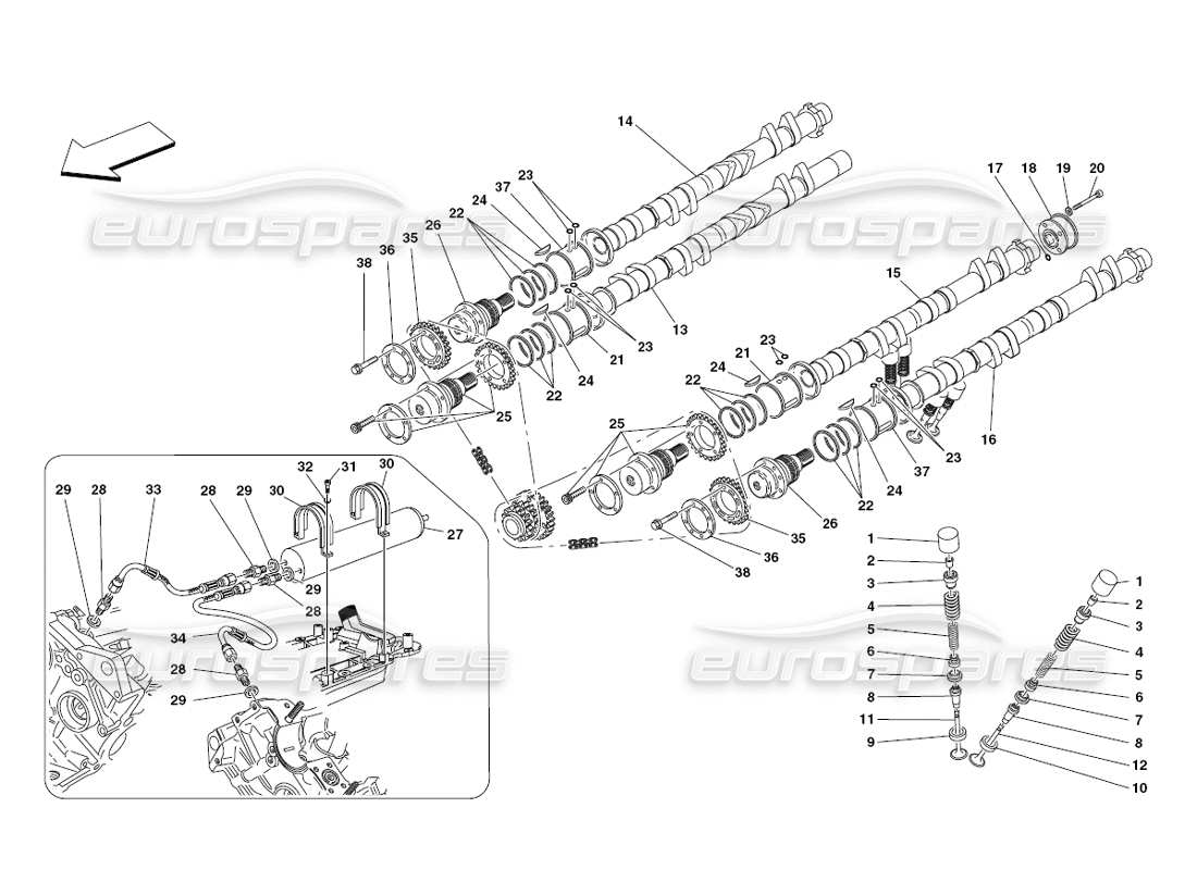 ferrari 430 challenge (2006) timing - tappets part diagram