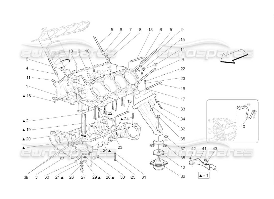 maserati qtp. (2007) 4.2 f1 crankcase part diagram