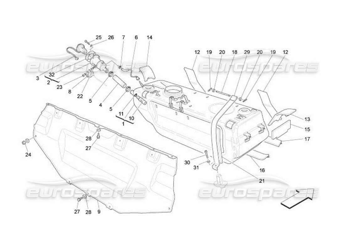 maserati qtp. (2005) 4.2 fuel tank parts diagram