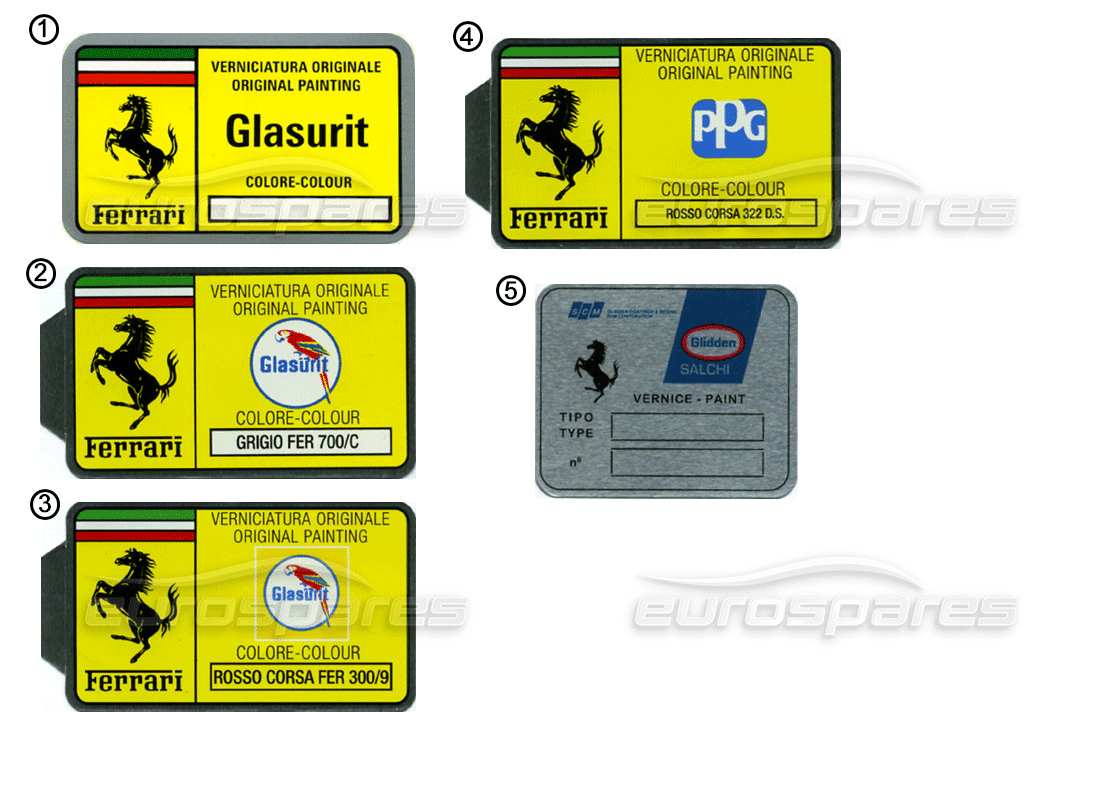 ferrari miscellaneous ferrari stickers - paint code part diagram