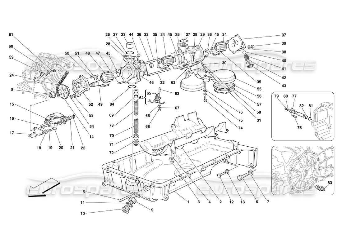 ferrari 360 challenge (2000) pumps and oil sump part diagram