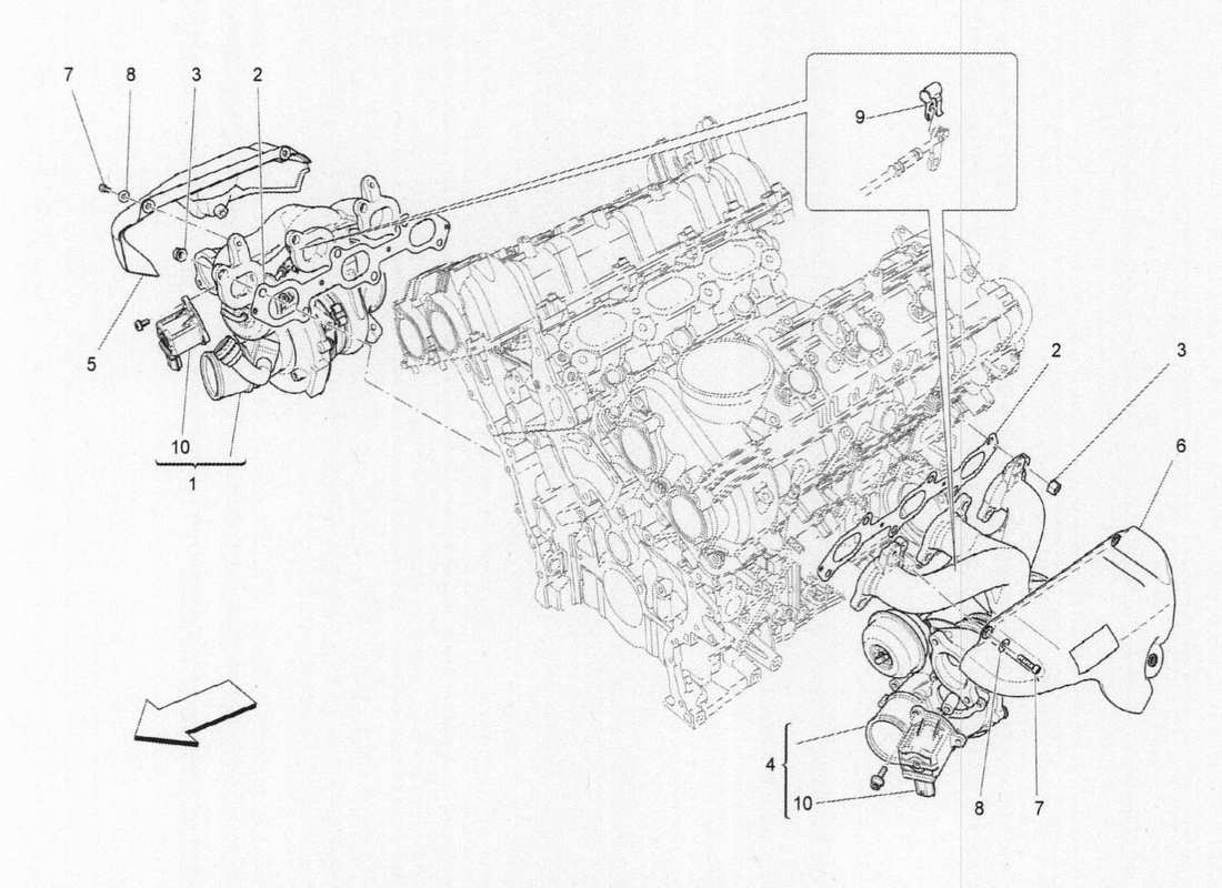 maserati qtp. v6 3.0 bt 410bhp 2015 turbocharging system part diagram