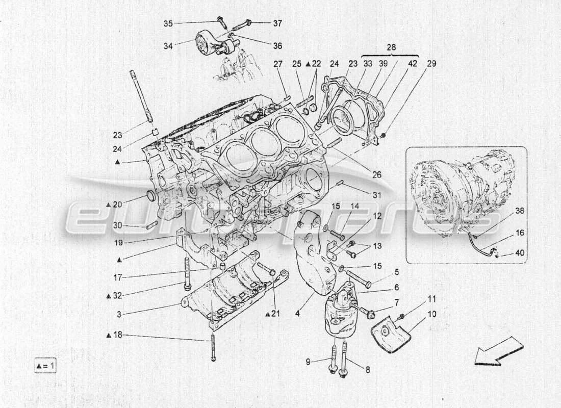 maserati qtp. v6 3.0 bt 410bhp 2015 crankcase part diagram