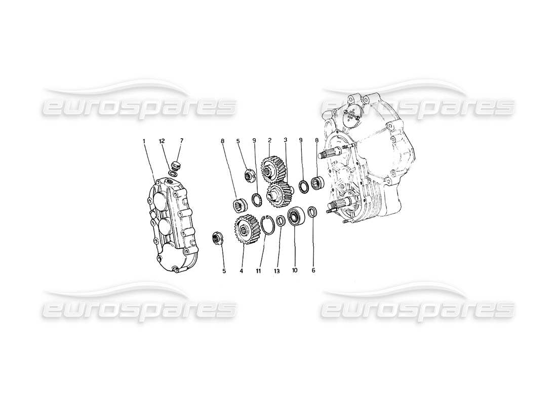 ferrari 246 dino (1975) gearbox transmission part diagram