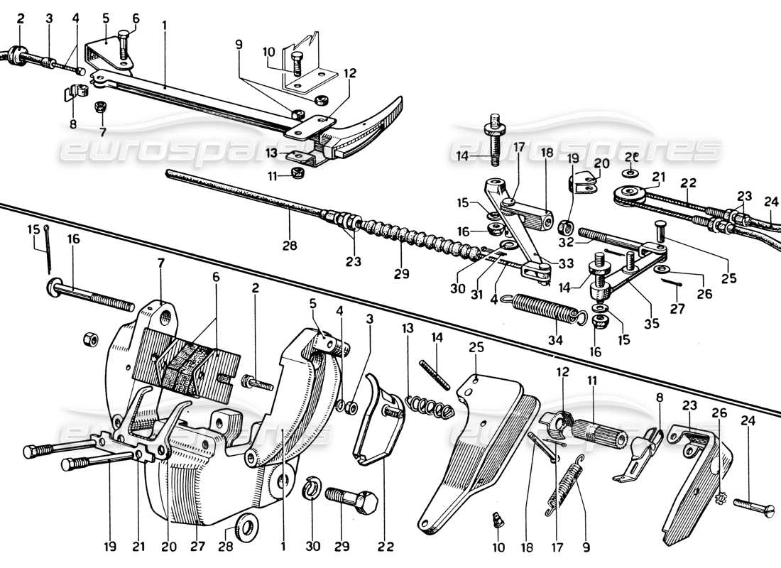 ferrari 330 gtc coupe hand-brake control part diagram