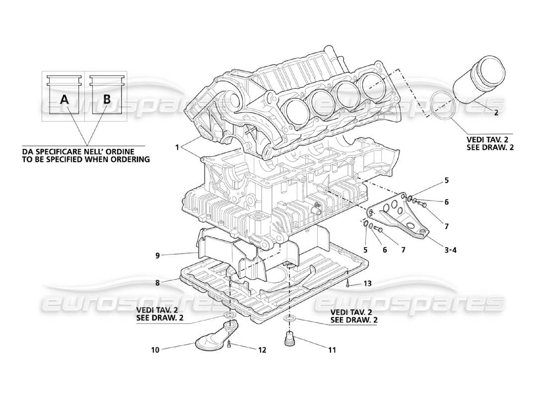 maserati 3200 gt/gta/assetto corsa engine block & oil sump part diagram