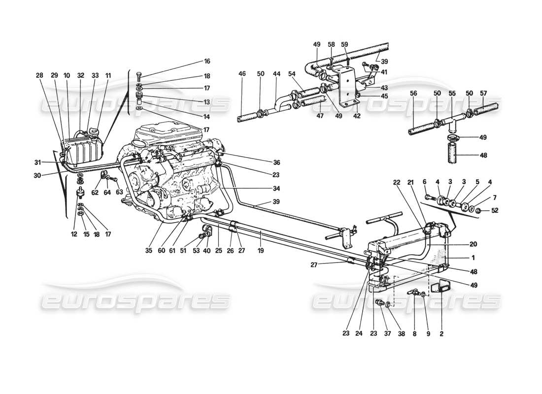 ferrari 308 gtb (1980) cooling system part diagram