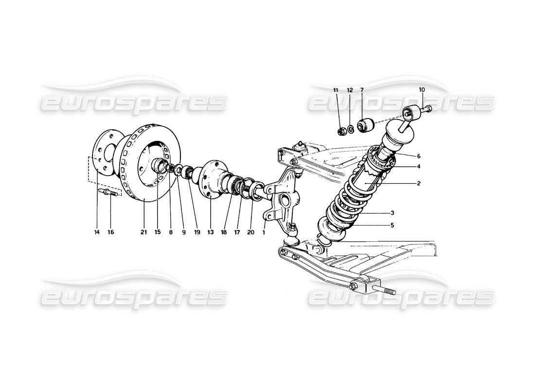 ferrari 246 dino (1975) front suspension - shock absorber part diagram