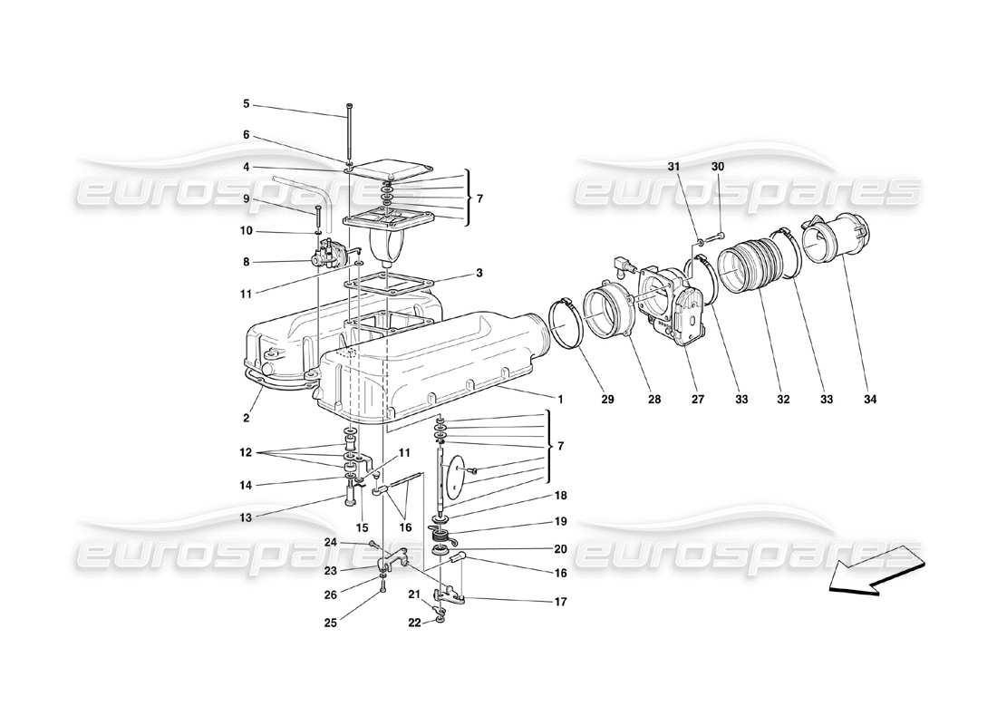 ferrari 360 challenge (2000) air intake manifold cover part diagram