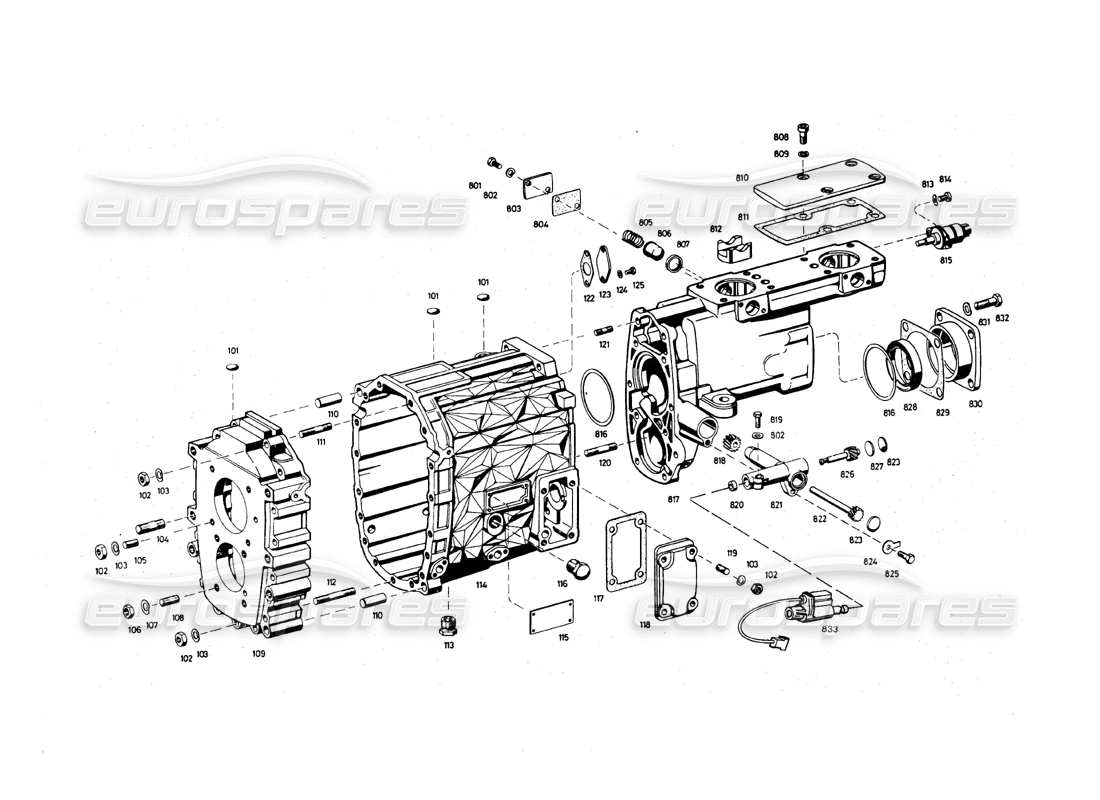 maserati qtp.v8 4.9 (s3) 1979 transmission housing part diagram