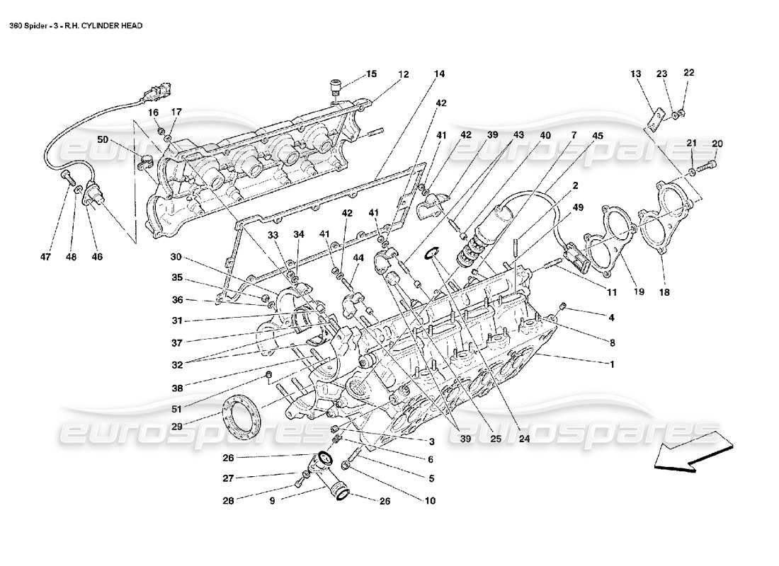 ferrari 360 spider rh cylinder head parts diagram