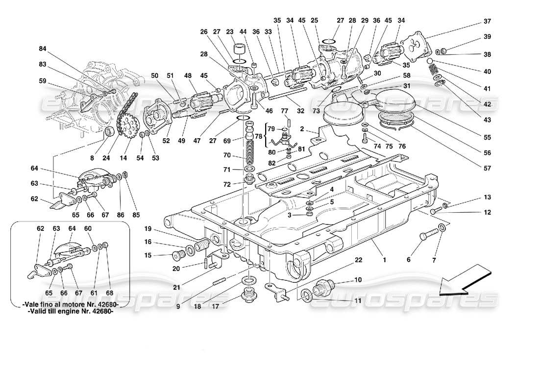 ferrari 355 (2.7 motronic) pumps and oil sump part diagram