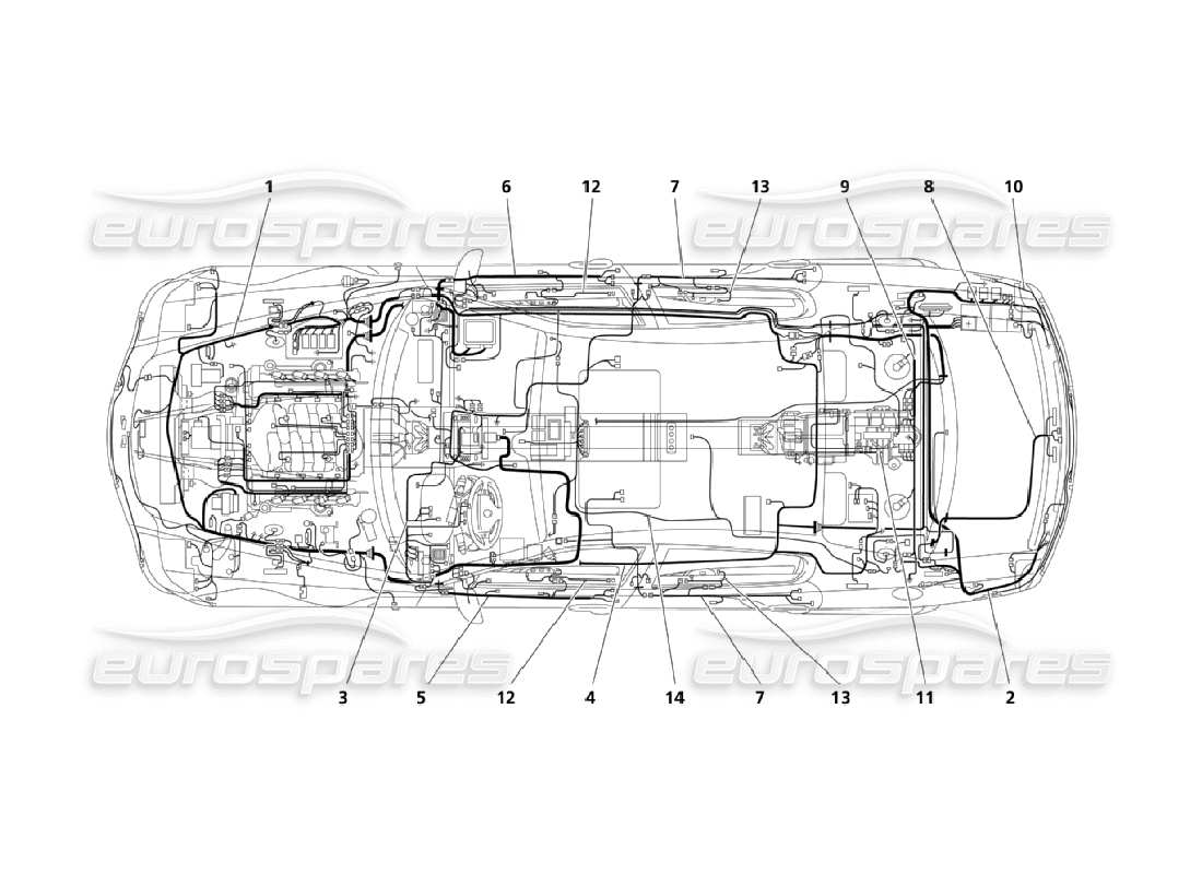 maserati qtp. (2006) 4.2 main cables (page 1-2) part diagram