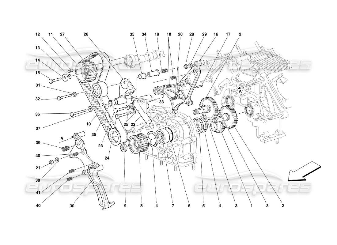 ferrari 355 (5.2 motronic) timing - controls parts diagram