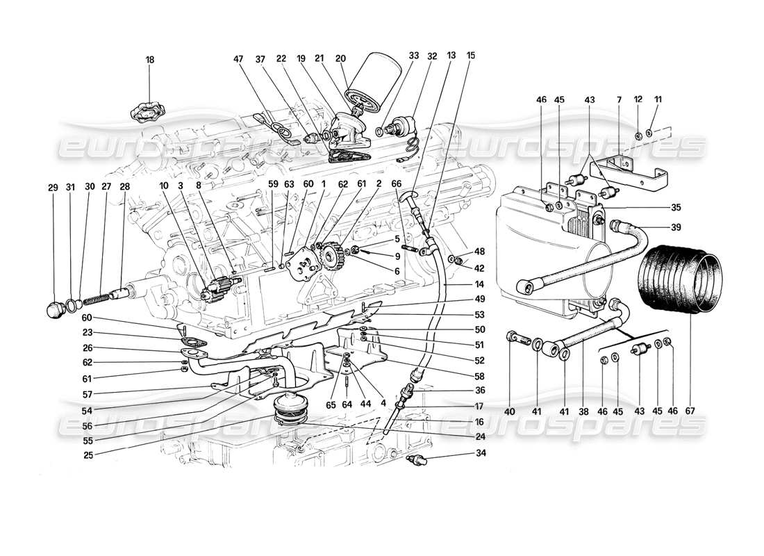 ferrari 308 (1981) gtbi/gtsi lubrication system part diagram