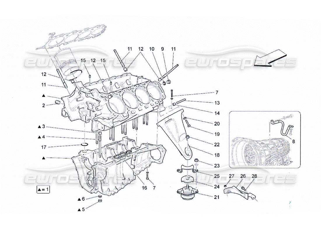 maserati qtp. (2010) 4.2 crankcase part diagram