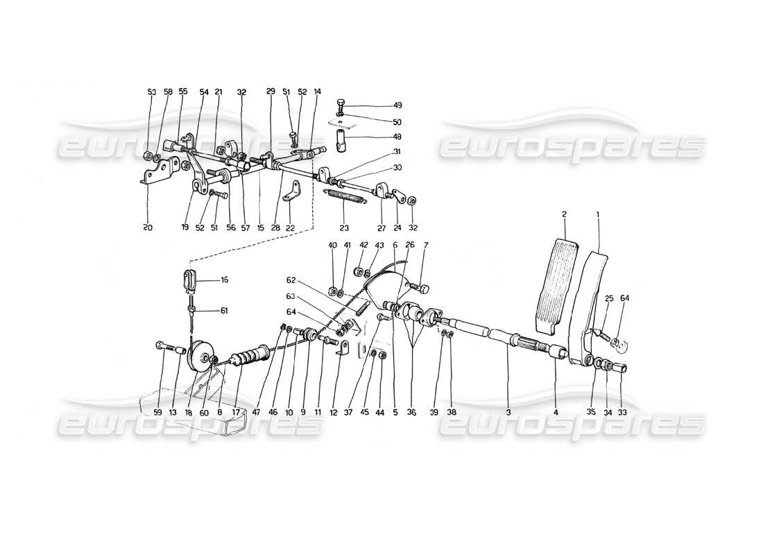 ferrari 246 dino (1975) throttle control (variants for rhd versions) part diagram