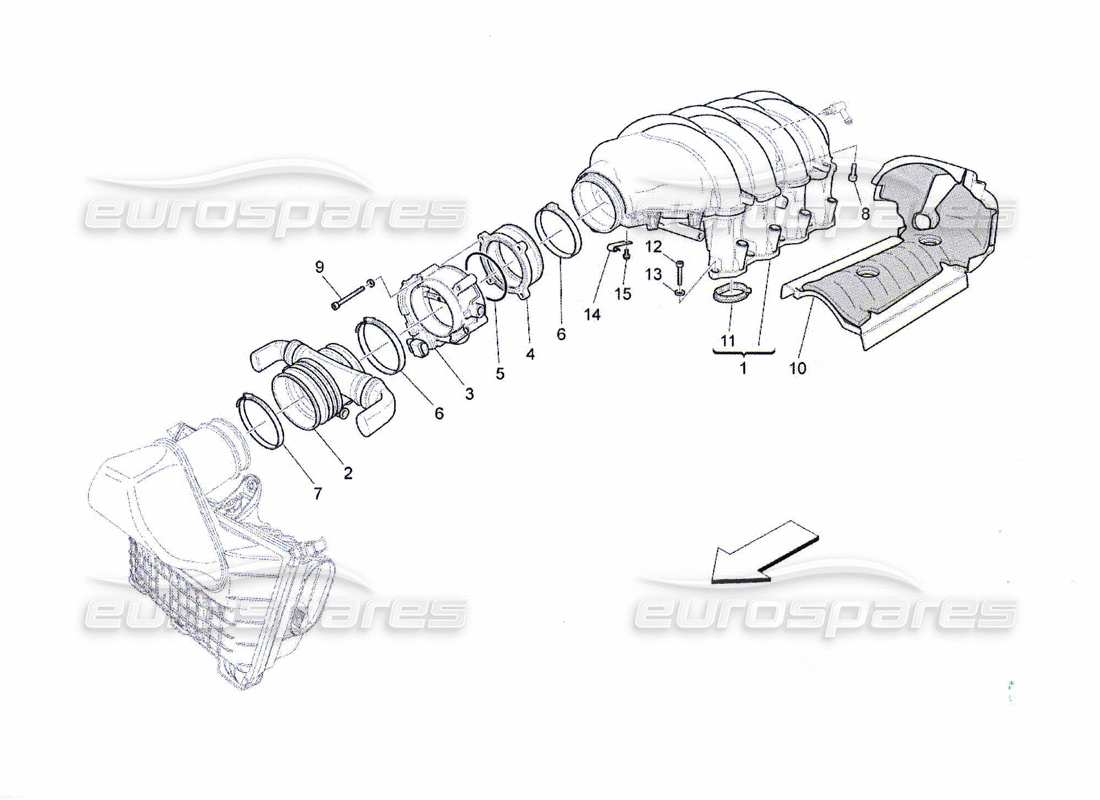 maserati qtp. (2010) 4.7 intake manifold and throttle body part diagram