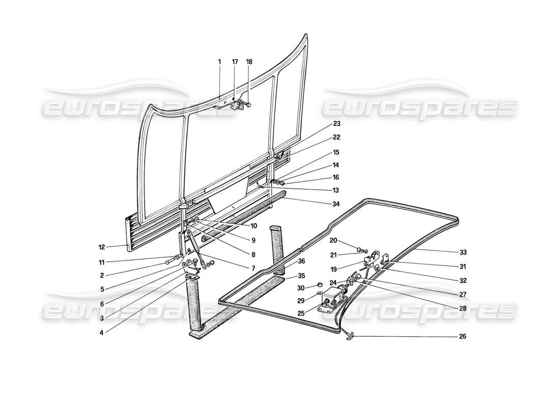 ferrari mondial 8 (1981) front compartment lid part diagram