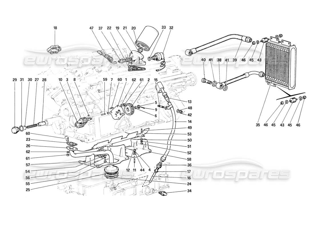 ferrari mondial 8 (1981) lubrification system part diagram