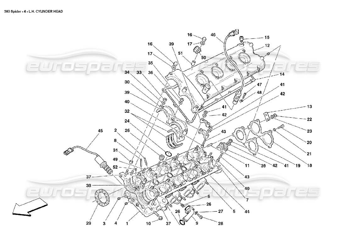 ferrari 360 spider lh cylinder head parts diagram