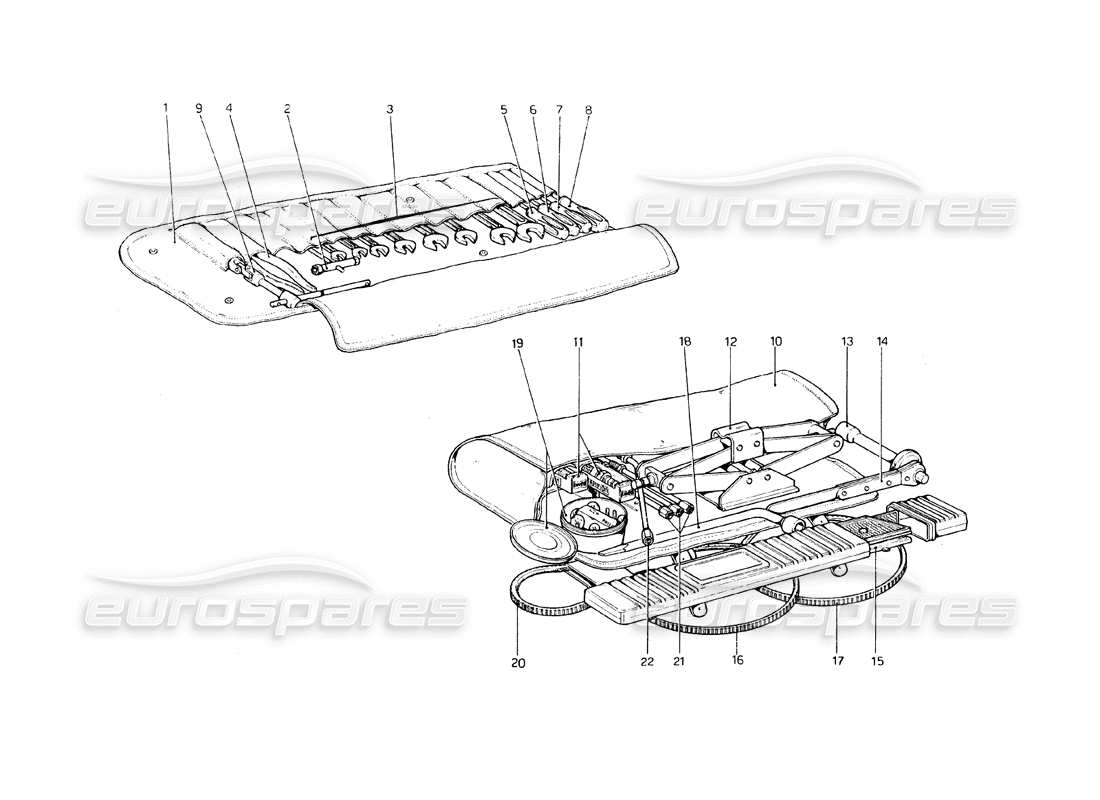 ferrari 308 gt4 dino (1979) tool kit part diagram