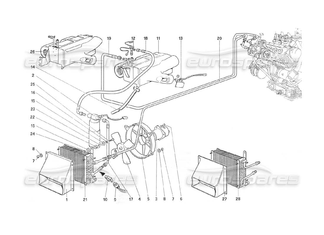 ferrari 208 turbo (1989) air conditioning system part diagram