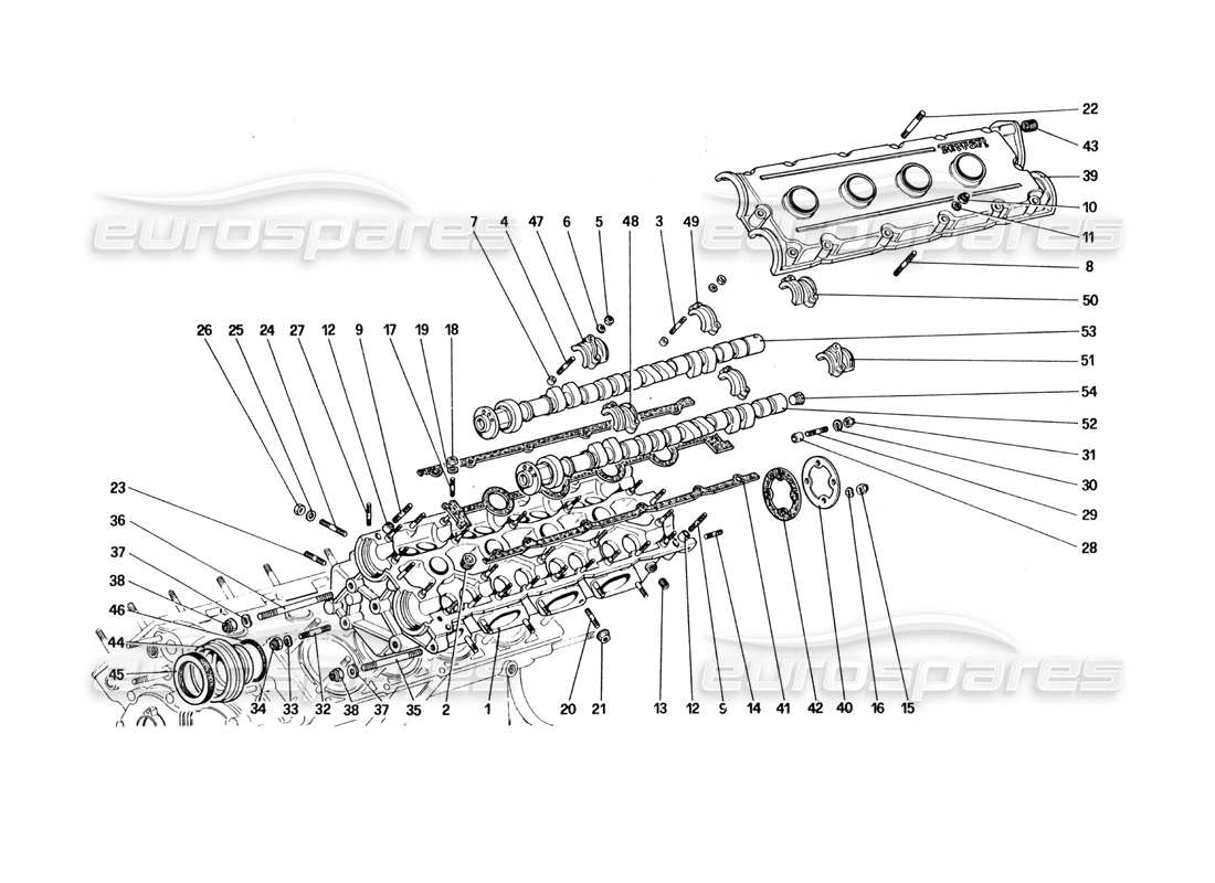 ferrari 328 (1985) cylinder head (left) parts diagram