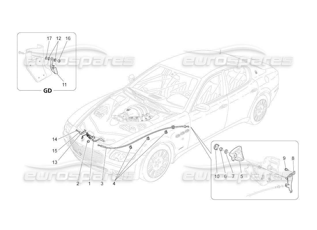 maserati qtp. (2011) 4.7 auto front lid opening button part diagram