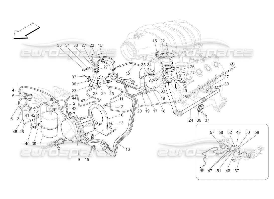 maserati qtp. (2011) 4.7 auto additional air system part diagram