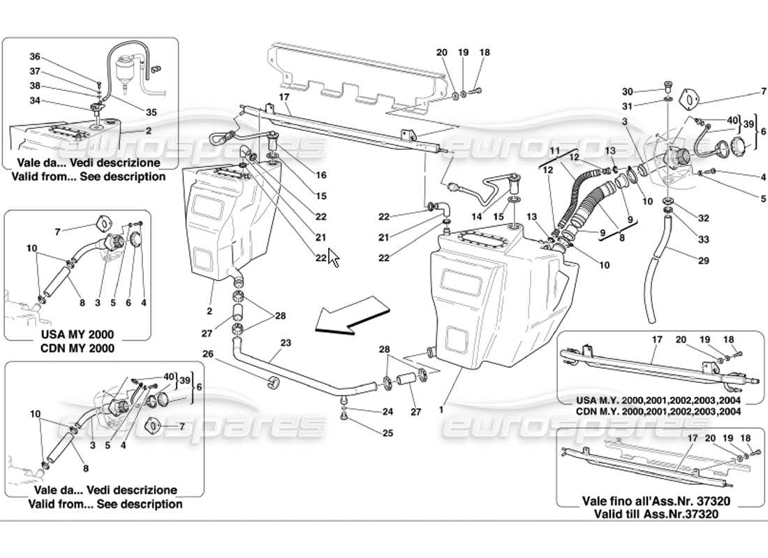 ferrari 360 modena fuel tanks and union part diagram