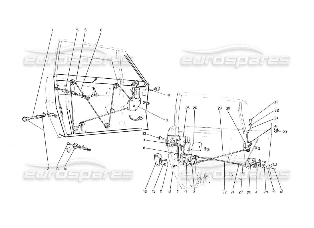 ferrari 308 gt4 dino (1979) doors part diagram