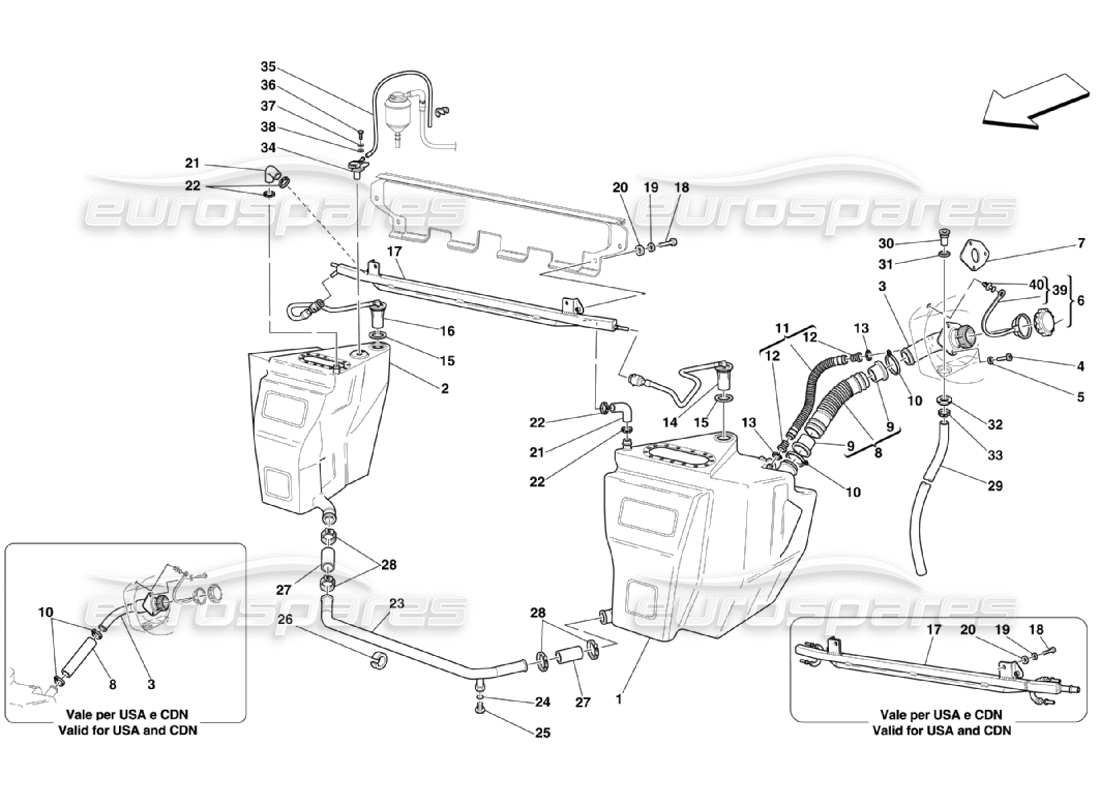 ferrari 360 challenge stradale fuel tanks and union part diagram