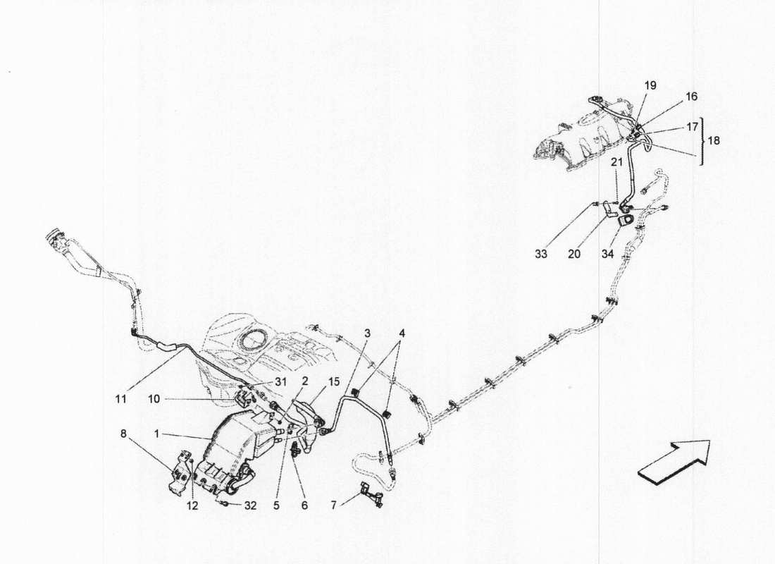 maserati qtp. v6 3.0 bt 410bhp 2wd 2017 fuel vapour recirculation system part diagram