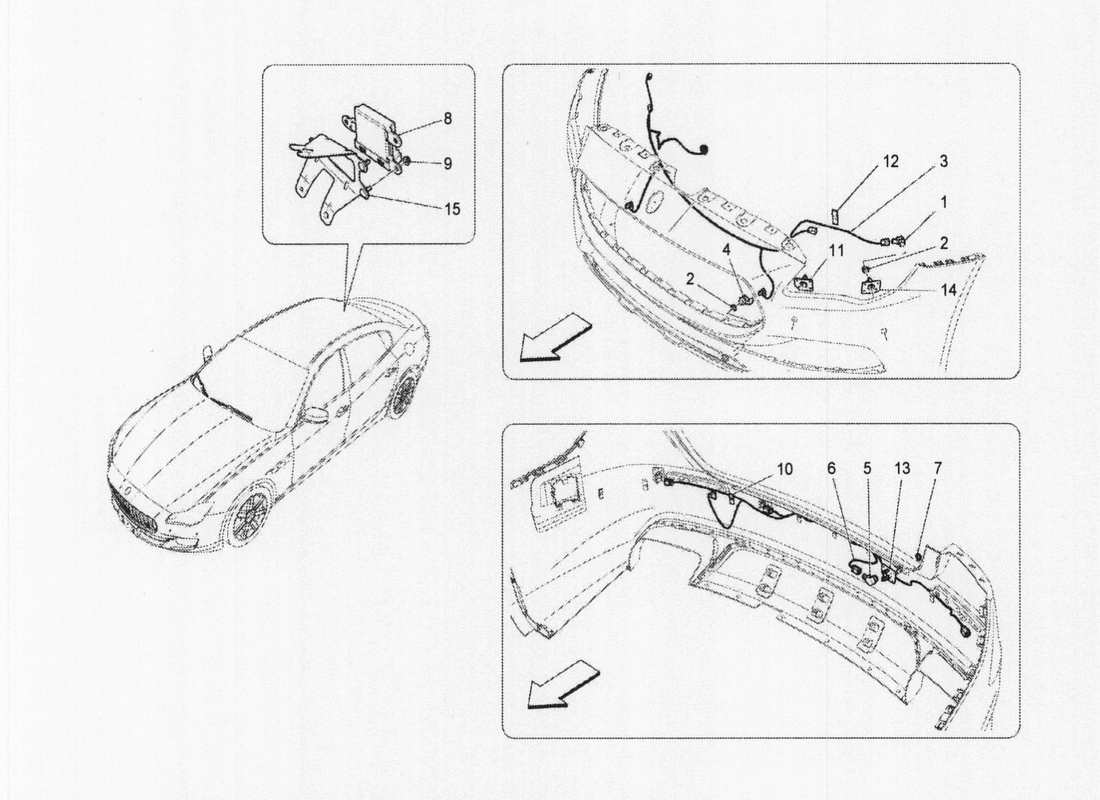 maserati qtp. v6 3.0 bt 410bhp 2wd 2017 parking sensors part diagram