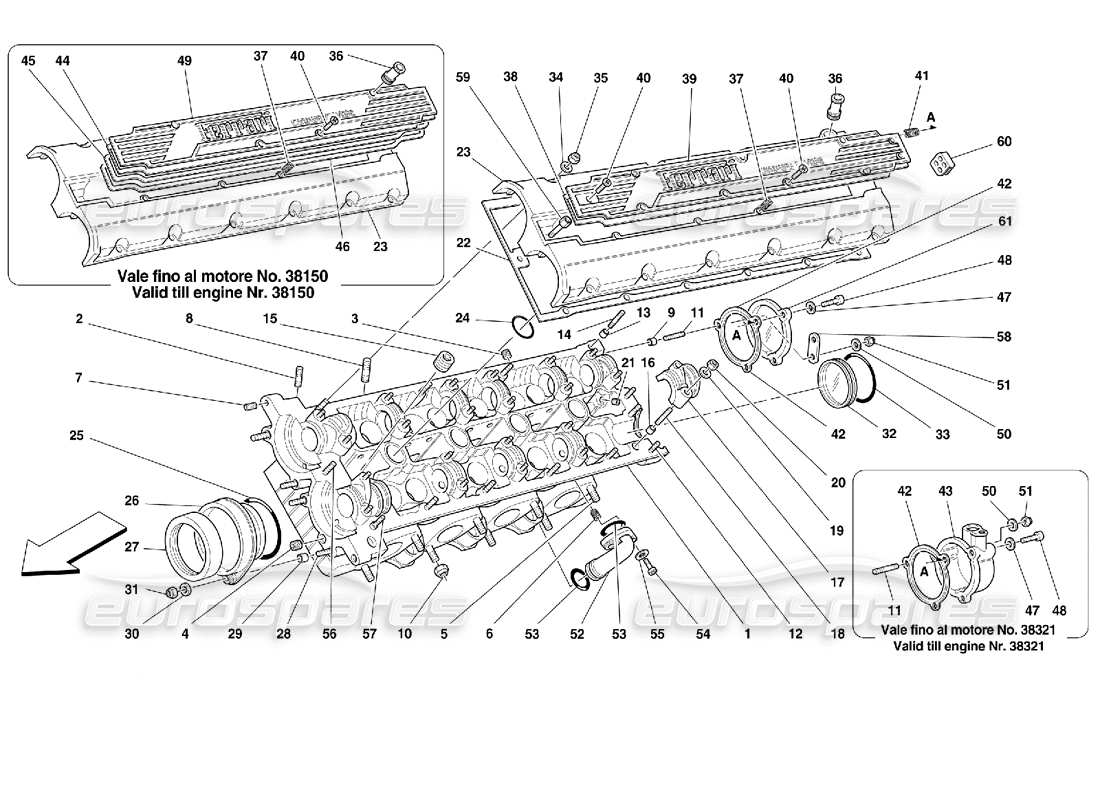 ferrari 355 (2.7 motronic) lh cylinder head parts diagram