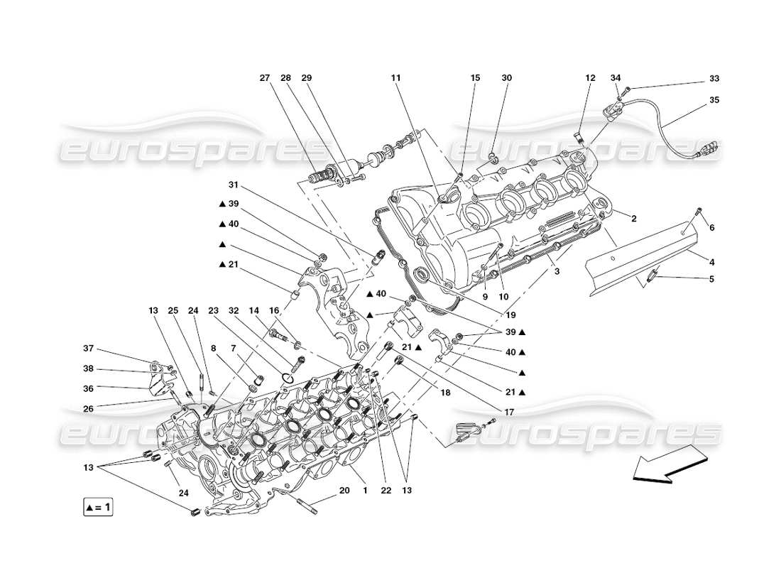 ferrari 430 challenge (2006) lh cylinder head part diagram