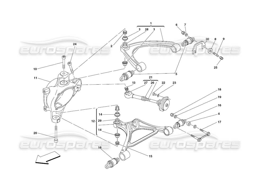 ferrari 430 challenge (2006) rear suspension - wishbones part diagram