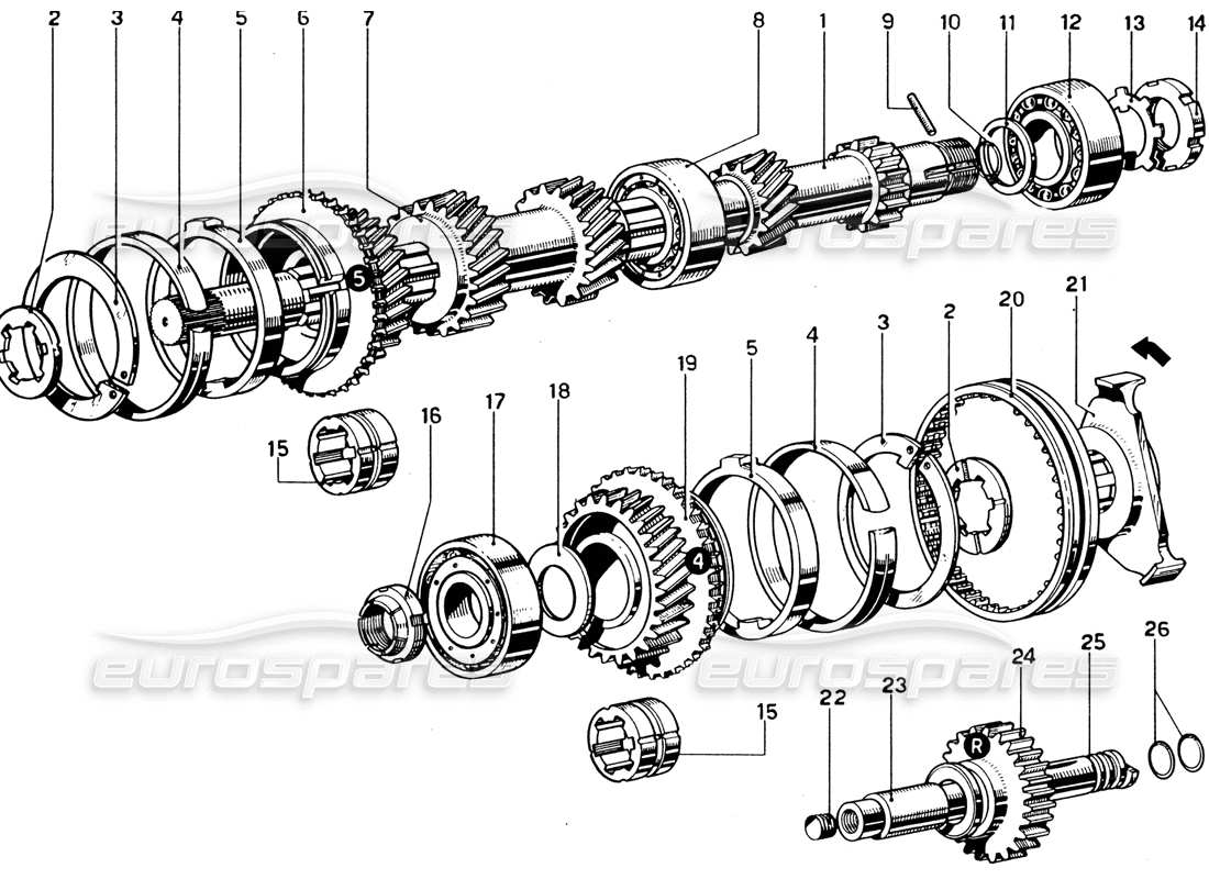 ferrari 330 gtc coupe output shaft part diagram