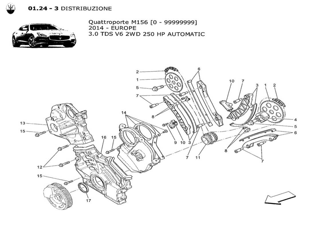 maserati qtp. v6 3.0 tds 250bhp 2014 timing part diagram