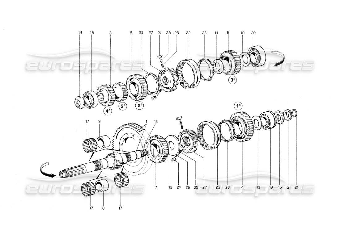 ferrari 308 gt4 dino (1979) lay shaft gears part diagram