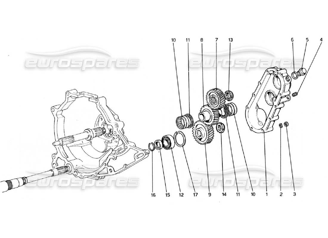 ferrari 308 gtb (1976) gearbox transmission part diagram