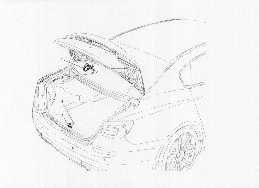 maserati qtp. v6 3.0 bt 410bhp 2wd 2017 rear lid opening control part diagram