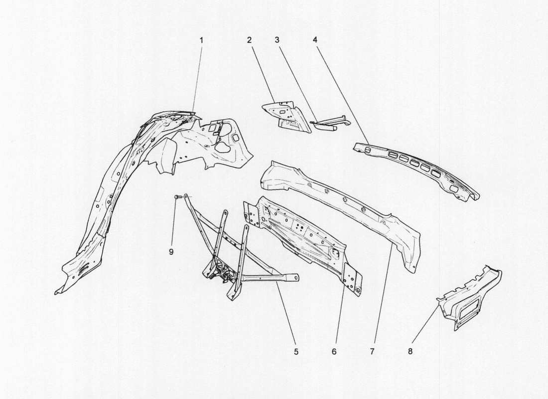 maserati qtp. v6 3.0 bt 410bhp 2wd 2017 bodywork and rear outer trim panels part diagram