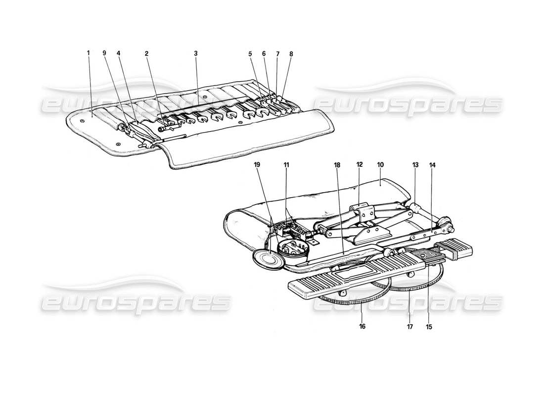 ferrari 308 (1981) gtbi/gtsi tool-kit part diagram