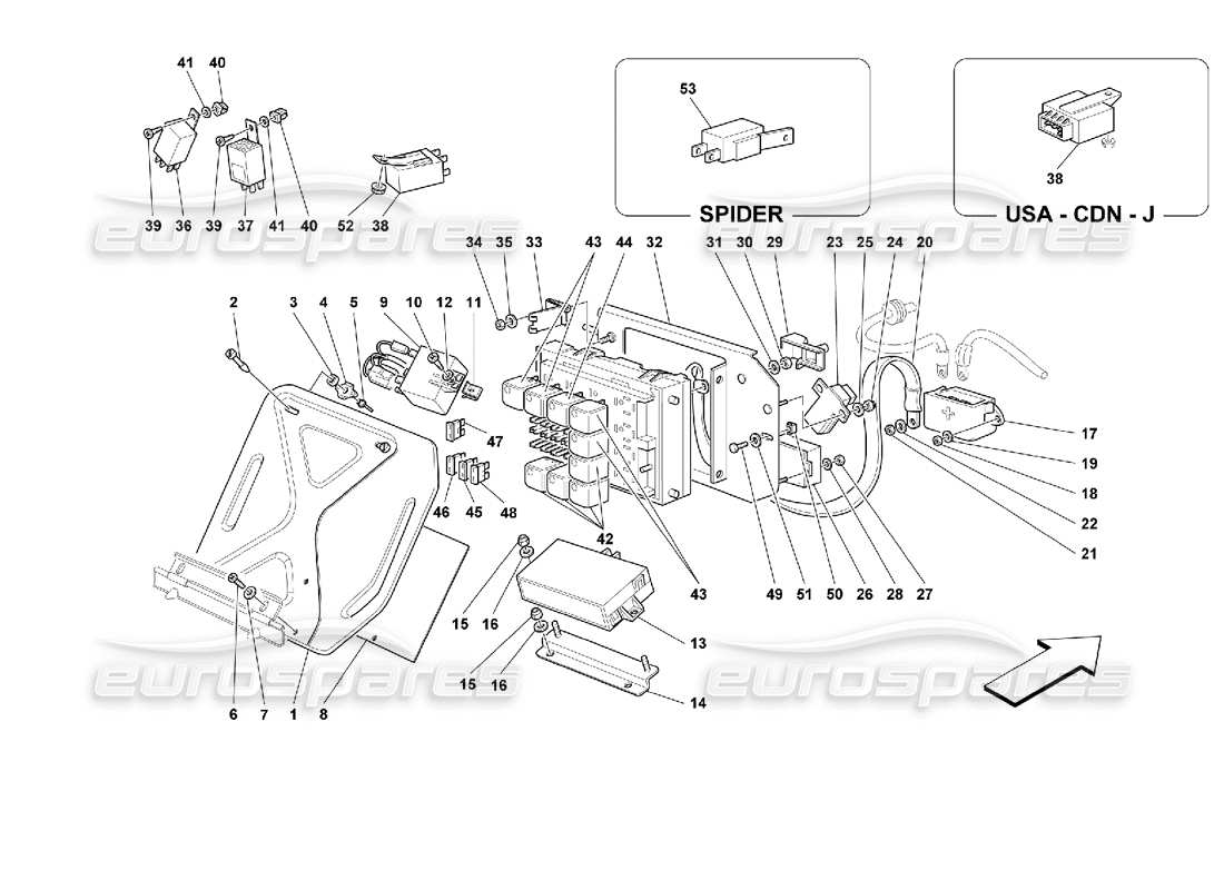 ferrari 355 (2.7 motronic) electrical boards - passengers compartment part diagram