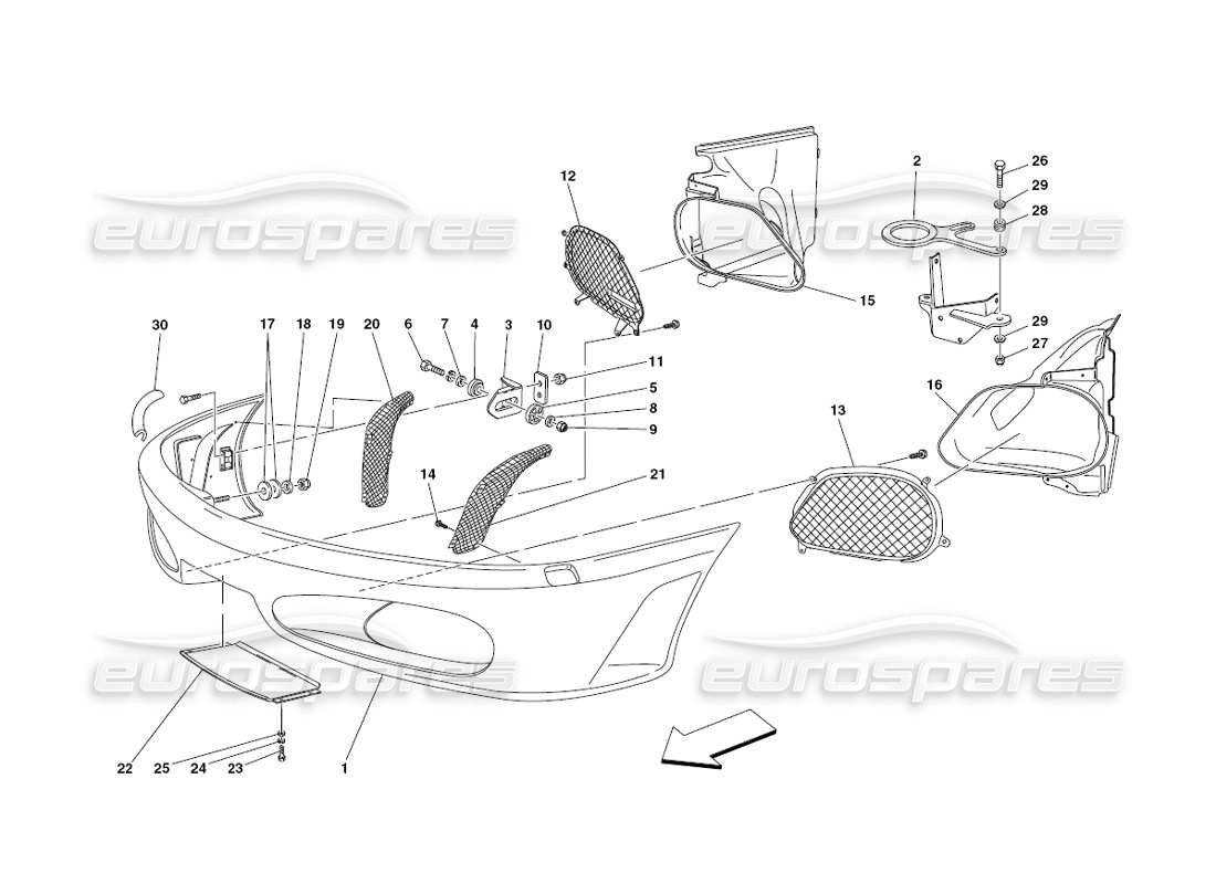 ferrari 430 challenge (2006) front bumper part diagram